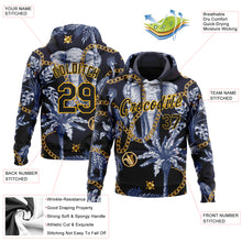 Загрузить изображение в средство просмотра галереи, Custom Stitched Navy Black-Gold 3D Pattern Design Elephant And Tropical Palm Tree Sports Pullover Sweatshirt Hoodie
