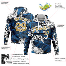 Загрузить изображение в средство просмотра галереи, Custom Stitched Navy Old Gold-White 3D Pattern Design Leopard And Tropical Plants Sports Pullover Sweatshirt Hoodie
