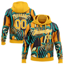 Загрузить изображение в средство просмотра галереи, Custom Stitched Gold-White 3D Pattern Design Zebra Sports Pullover Sweatshirt Hoodie
