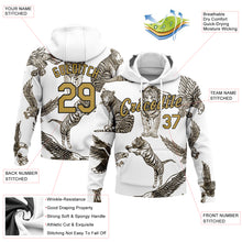 Загрузить изображение в средство просмотра галереи, Custom Stitched White Old Gold-Black 3D Pattern Design Tiger And Eagle Sports Pullover Sweatshirt Hoodie
