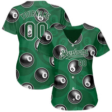 Load image into Gallery viewer, Custom Green White 3D Pattern Design Billiards Snooker 8 Ball Authentic Baseball Jersey
