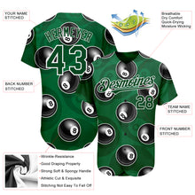 Load image into Gallery viewer, Custom Green White 3D Pattern Design Billiards Snooker 8 Ball Authentic Baseball Jersey
