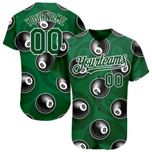 Load image into Gallery viewer, Custom Green White 3D Pattern Design Billiards Snooker 8 Ball Authentic Baseball Jersey
