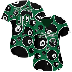 Custom Green White 3D Pattern Design Billiards Snooker 8 Ball Authentic Baseball Jersey