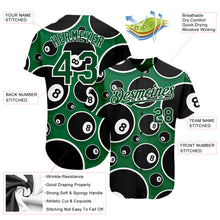 Load image into Gallery viewer, Custom Green White 3D Pattern Design Billiards Snooker 8 Ball Authentic Baseball Jersey
