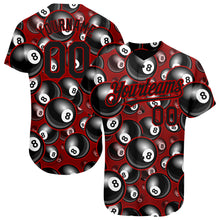 Load image into Gallery viewer, Custom Red Black 3D Pattern Design Billiards Snooker 8 Ball Authentic Baseball Jersey
