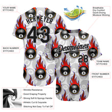 Load image into Gallery viewer, Custom White Black-Gray 3D Pattern Design Flaming Billiards Snooker 8 Ball Authentic Baseball Jersey
