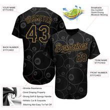 Load image into Gallery viewer, Custom Black Old Gold 3D Pattern Design Billiards Snooker 8 Ball Authentic Baseball Jersey
