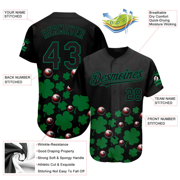 Cheap Custom Black Neon Green-White 3D Pattern Design Authentic Baseball  Jersey Free Shipping – CustomJerseysPro