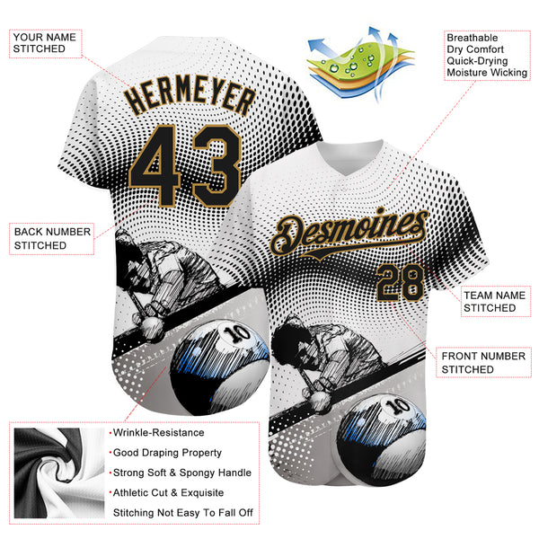 Custom Gray Gold-Black 3D Pattern Design Authentic Baseball Jersey