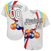 Load image into Gallery viewer, Custom White Black 3D Pattern Design Billiards Authentic Baseball Jersey
