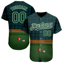 Load image into Gallery viewer, Custom Green White 3D Pattern Design Billiards Authentic Baseball Jersey
