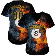 Load image into Gallery viewer, Custom Black Gold 3D Pattern Design Billiards Snooker 8 Ball Authentic Baseball Jersey
