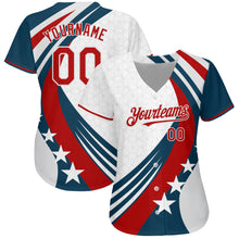 Charger l&#39;image dans la galerie, Custom White Red 3D American Flag Authentic Baseball Jersey
