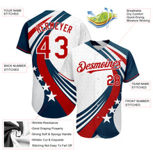 Charger l&#39;image dans la galerie, Custom White Red 3D American Flag Authentic Baseball Jersey
