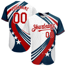 Charger l&#39;image dans la galerie, Custom White Red 3D American Flag Authentic Baseball Jersey
