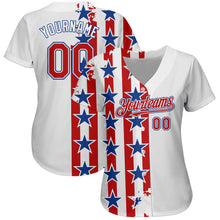 Load image into Gallery viewer, Custom White Red-Royal 3D American Flag Authentic Baseball Jersey
