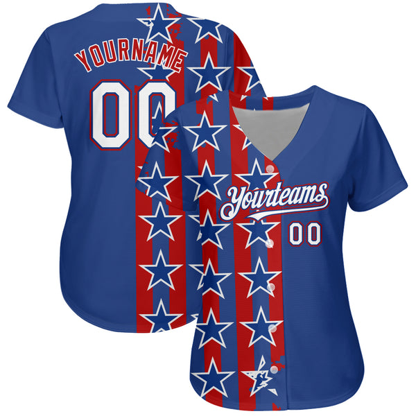 Cheap Custom Royal White Red 3D American Flag Authentic Baseball Jersey Free  Shipping – CustomJerseysPro