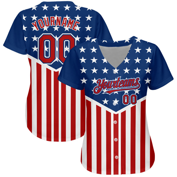 Cheap Custom Royal Red-White 3D American Flag Authentic Baseball Jersey  Free Shipping – CustomJerseysPro