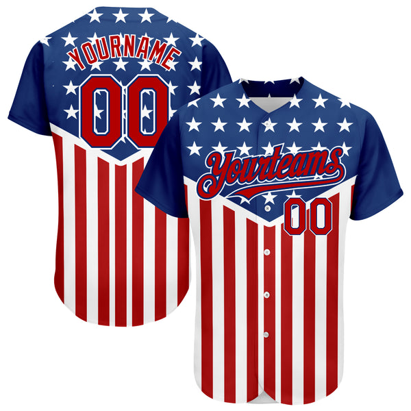 Cheap Custom Royal Red-White 3D American Flag Authentic Baseball Jersey  Free Shipping – CustomJerseysPro