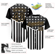 Load image into Gallery viewer, Custom Black Old Gold-White 3D American Flag Authentic Baseball Jersey
