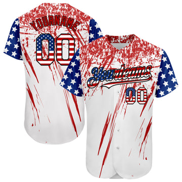 Custom Navy Vintage USA Flag-White Authentic Baseball Jersey