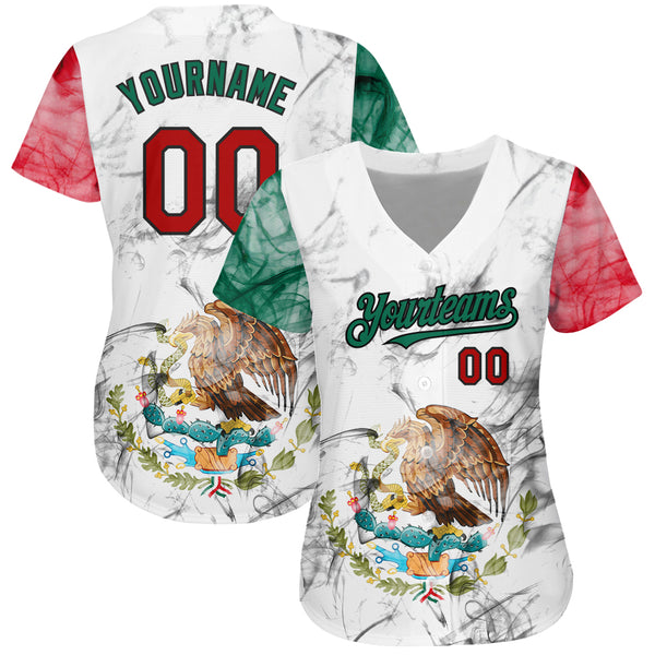 Cheap Custom White Red Kelly Green-Black 3D Mexican Flag Grunge Design  Authentic Baseball Jersey Free Shipping – CustomJerseysPro