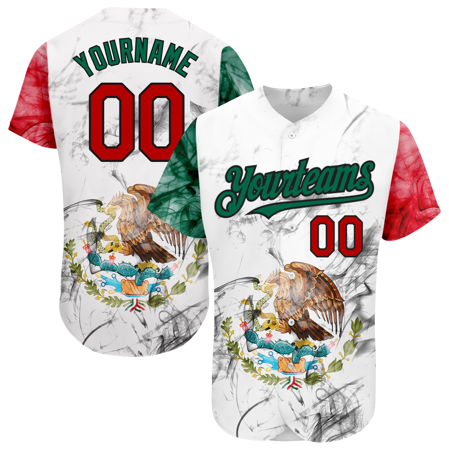 Custom Baseball Jersey White Kelly Green-Red Authentic Two Tone