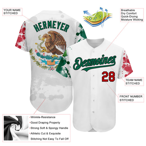 Custom Black Red Kelly Green 3D Mexico Authentic Baseball Jersey Discount