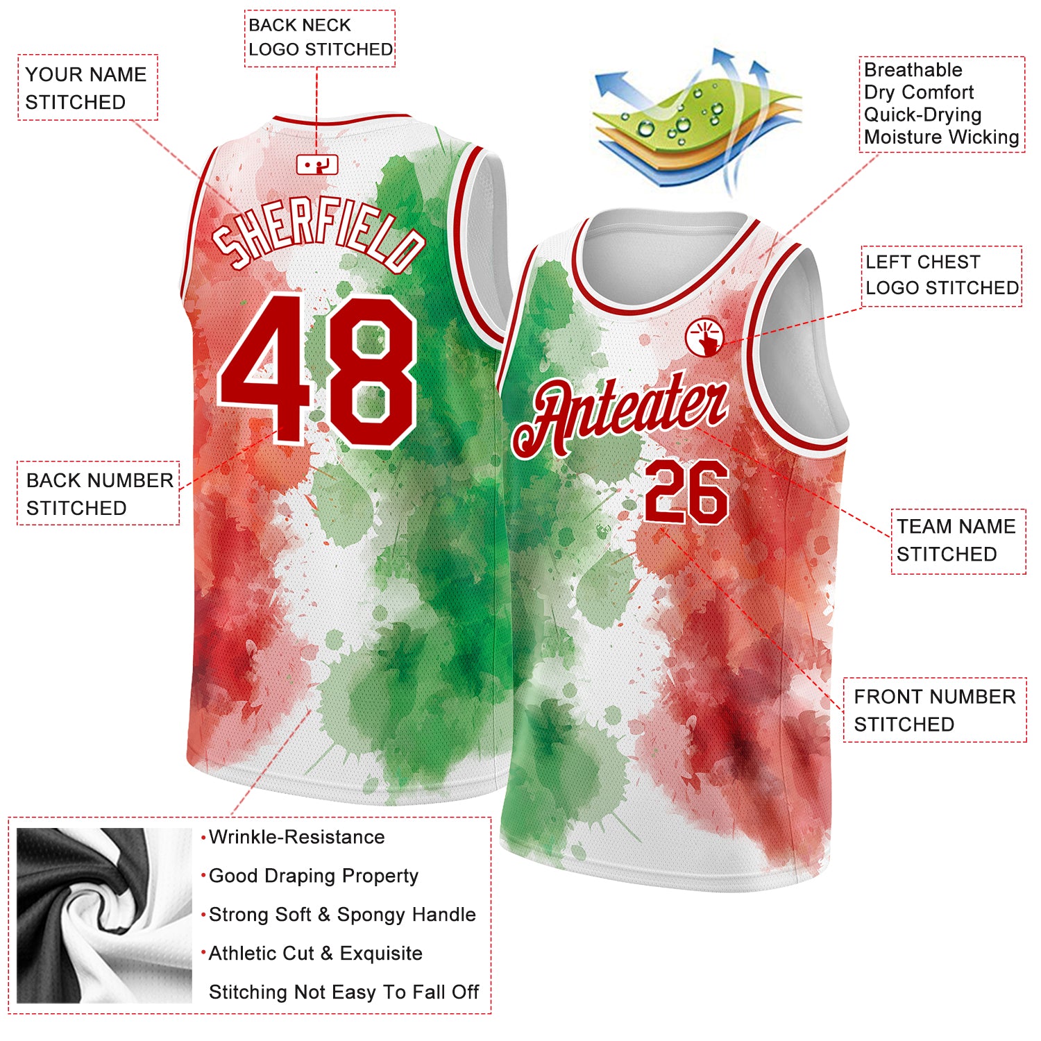 Cheap Custom Kelly Green Red-White 3D Mexico Watercolored Splashes Grunge  Design Authentic Basketball Jersey Free Shipping – CustomJerseysPro