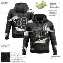 Загрузить изображение в средство просмотра галереи, Custom Stitched Black Gray 3D Pattern Design Crane And Green Pine Tree Sports Pullover Sweatshirt Hoodie
