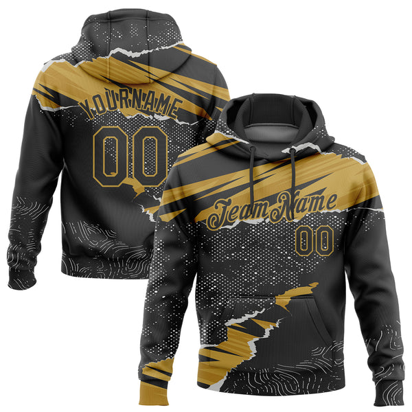 Cheap Custom Stitched Black Old Gold 3D Pattern Design Torn Paper Style  Sports Pullover Sweatshirt Hoodie Free Shipping – CustomJerseysPro