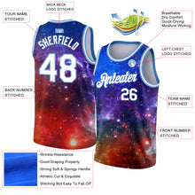 Load image into Gallery viewer, Custom Galactic White-Light Blue 3D Authentic Basketball Jersey
