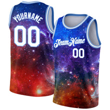 Load image into Gallery viewer, Custom Galactic White-Light Blue 3D Authentic Basketball Jersey
