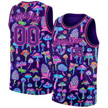 Charger l&#39;image dans la galerie, Custom Purple Pink 3D Pattern Design Flowers And Mushrooms Psychedelic Hallucination Authentic Basketball Jersey
