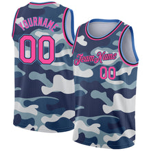 Загрузить изображение в средство просмотра галереи, Custom Camo Pink Black-Light Blue 3D Authentic Salute To Service Basketball Jersey
