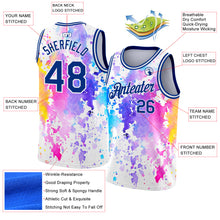 Charger l&#39;image dans la galerie, Custom White Royal 3D Pattern Design Watercolor Splash Authentic Basketball Jersey
