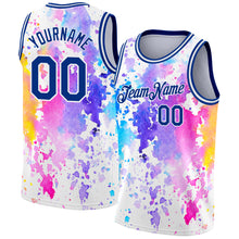 Charger l&#39;image dans la galerie, Custom White Royal 3D Pattern Design Watercolor Splash Authentic Basketball Jersey
