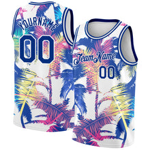 Загрузить изображение в средство просмотра галереи, Custom White Royal 3D Pattern Tropical Hawaii Palm Trees Authentic Basketball Jersey
