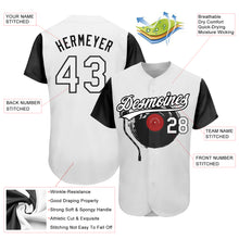 Load image into Gallery viewer, Custom White Black 3D Pattern Design Music Festival Vintage Vinyl Record Authentic Baseball Jersey
