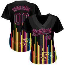 Load image into Gallery viewer, Custom Black Pink 3D Pattern Design Music Festival Abstract Music Soundwave Authentic Baseball Jersey
