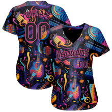 Load image into Gallery viewer, Custom Black Pink 3D Pattern Design Music Festival Musical Instruments Authentic Baseball Jersey
