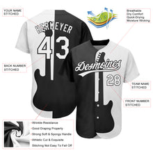 Load image into Gallery viewer, Custom Black White 3D Pattern Design Music Festival Guitar Rock And Roll Authentic Baseball Jersey
