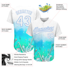 Load image into Gallery viewer, Custom White Light Blue 3D Pattern Design Music Festival Musical Instruments Authentic Baseball Jersey
