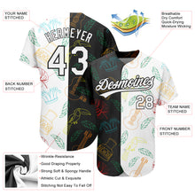 Load image into Gallery viewer, Custom Black White 3D Pattern Design Music Festival Brazilian Carnival Authentic Baseball Jersey
