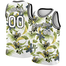 Charger l&#39;image dans la galerie, Custom White Black 3D Pattern Tropical Hawaii Plant And Flower Authentic Basketball Jersey
