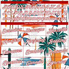 Загрузить изображение в средство просмотра галереи, Custom White Red 3D Pattern Tropical Beach Hawaii Palm Trees Authentic Basketball Jersey
