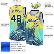 Load image into Gallery viewer, Custom Yellow Royal-White 3D Pattern Tropical Hawaii Leaves Authentic Basketball Jersey
