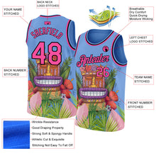 Charger l&#39;image dans la galerie, Custom Light Blue Pink-Black 3D Pattern Cartoon Tropical Hawaii Rainforest Authentic Basketball Jersey
