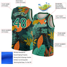 Load image into Gallery viewer, Custom Black Kelly Green-White 3D Pattern Tropical Hawaii Leaves Authentic Basketball Jersey
